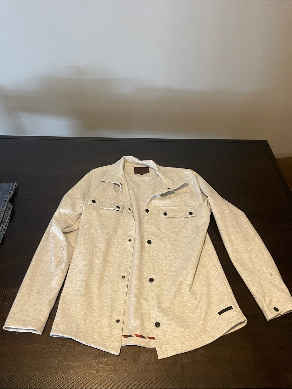Men's Light Heather Gray Shirt Jacket with Snap Front
